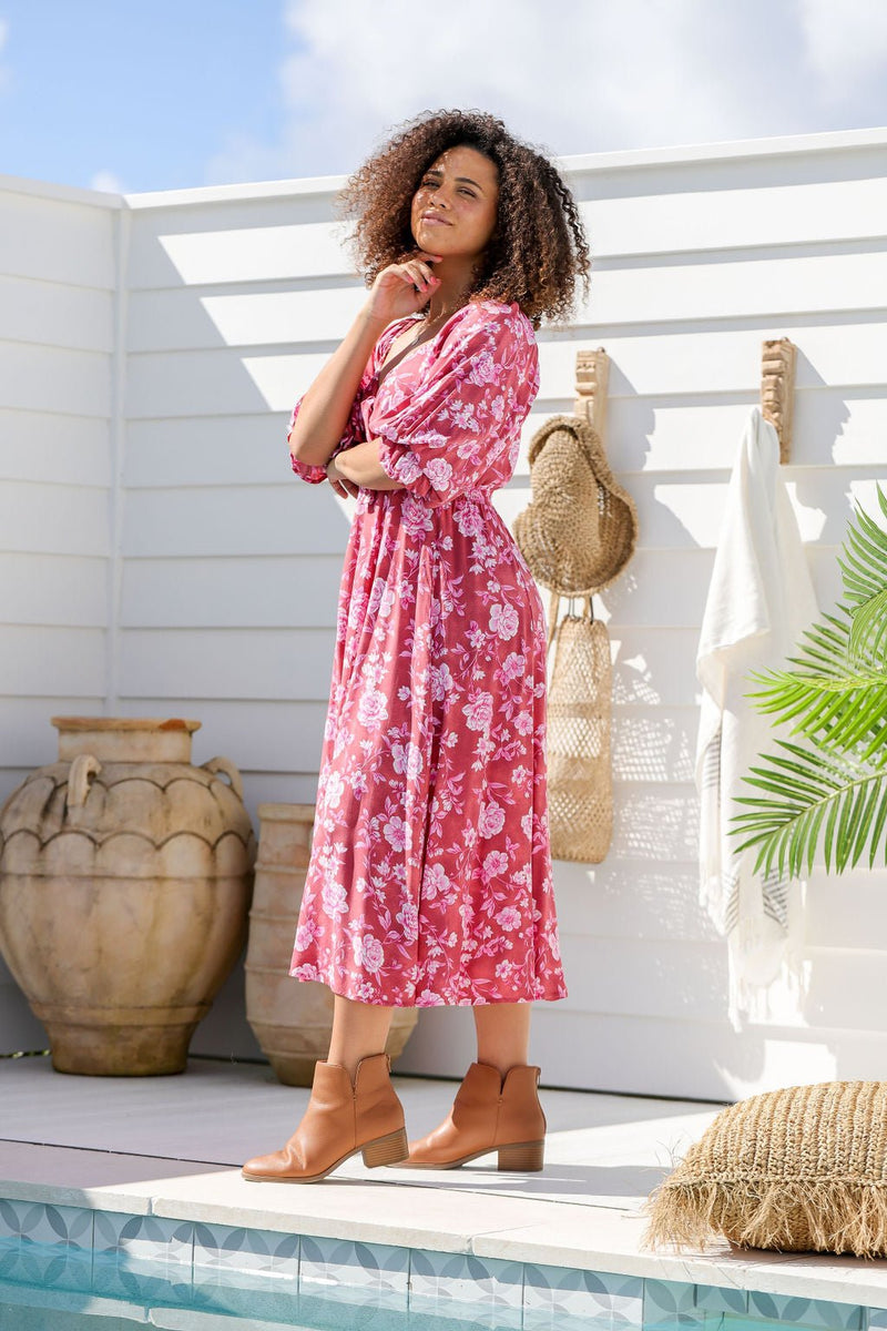 The Tulip Dress - Fiery Rose