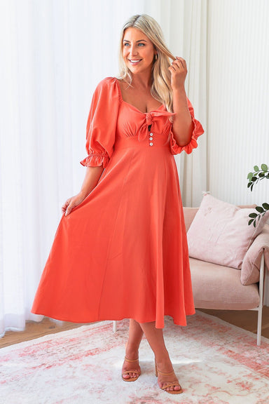 The Tulip Dress - Summer Coral - Sparrow & Finch Boutique