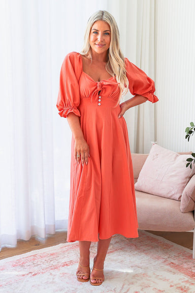 The Tulip Dress - Summer Coral - Sparrow & Finch Boutique