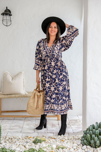 The Veda Dress - Royal Floral - Sparrow & Finch Boutique