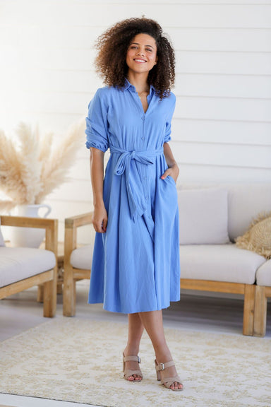 The Vienna Dress - Dodger Blue - Sparrow & Finch Boutique