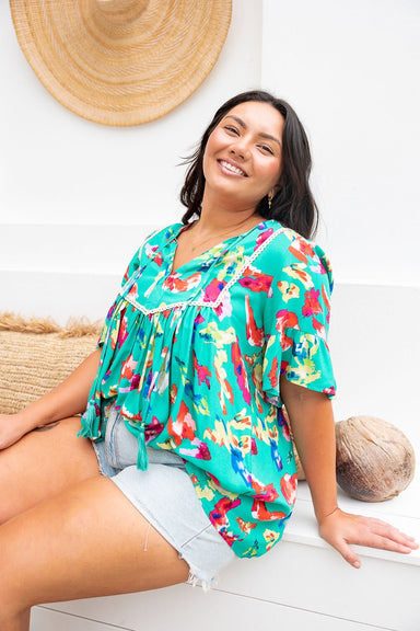 The Violet Top - Green Fiesta - Sparrow & Finch Boutique