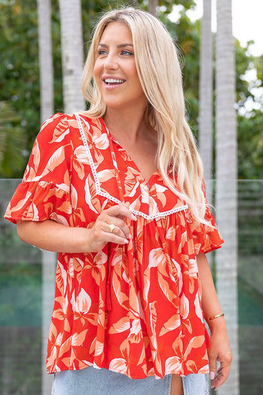 The Violet Top - Red Fiesta - Sparrow & Finch Boutique